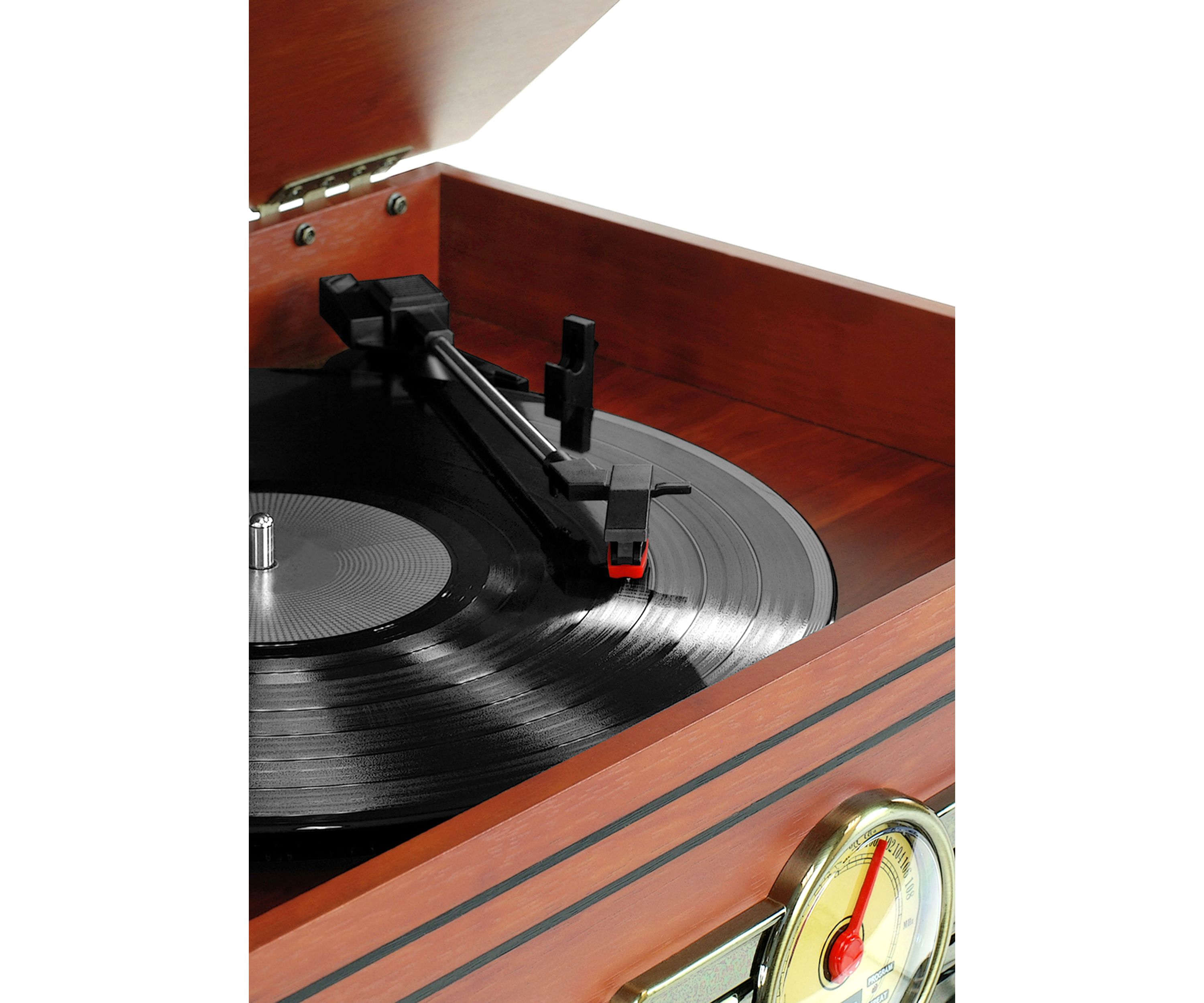 6-in-1 Nostalgic Bluetooth Record Player with 3-Speed Turntable