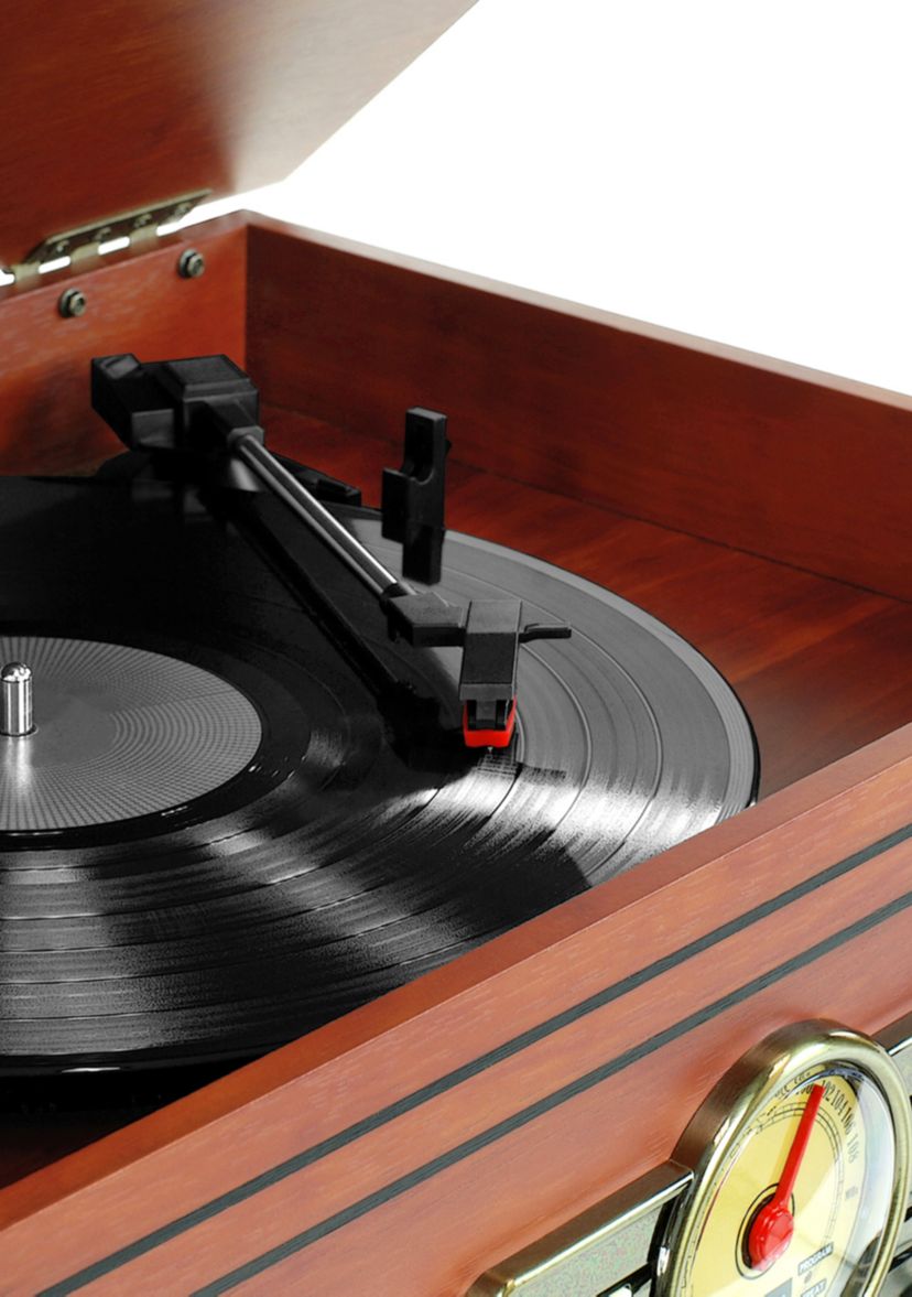 6-in-1 Nostalgic Bluetooth Record Player with 3-Speed Turntable