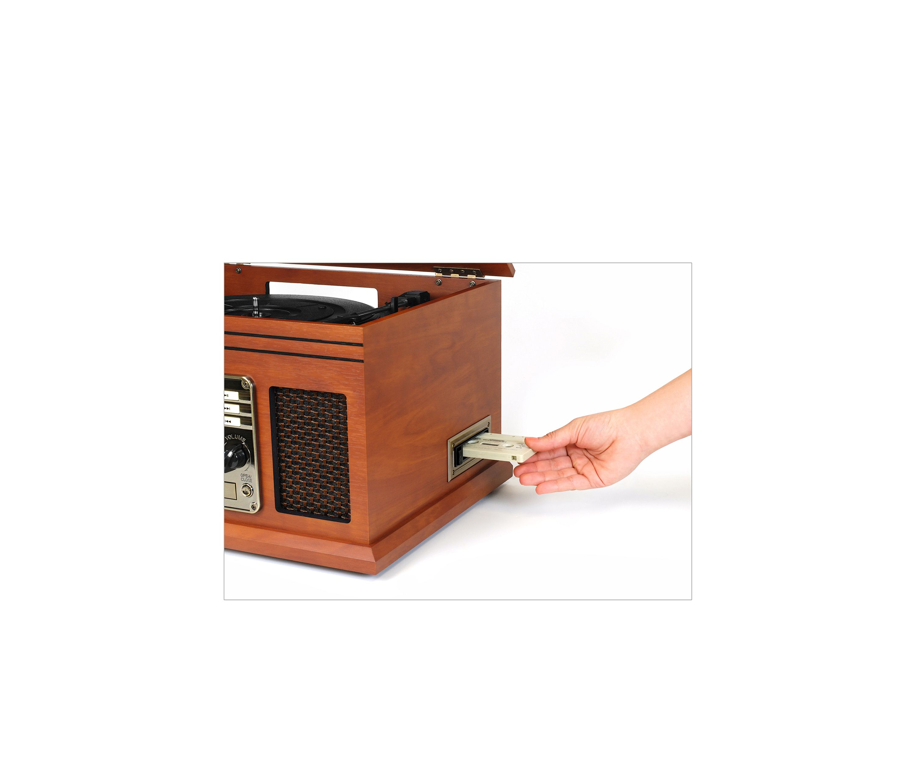 6-in-1 Nostalgic Bluetooth Record Player with 3-Speed Turntable