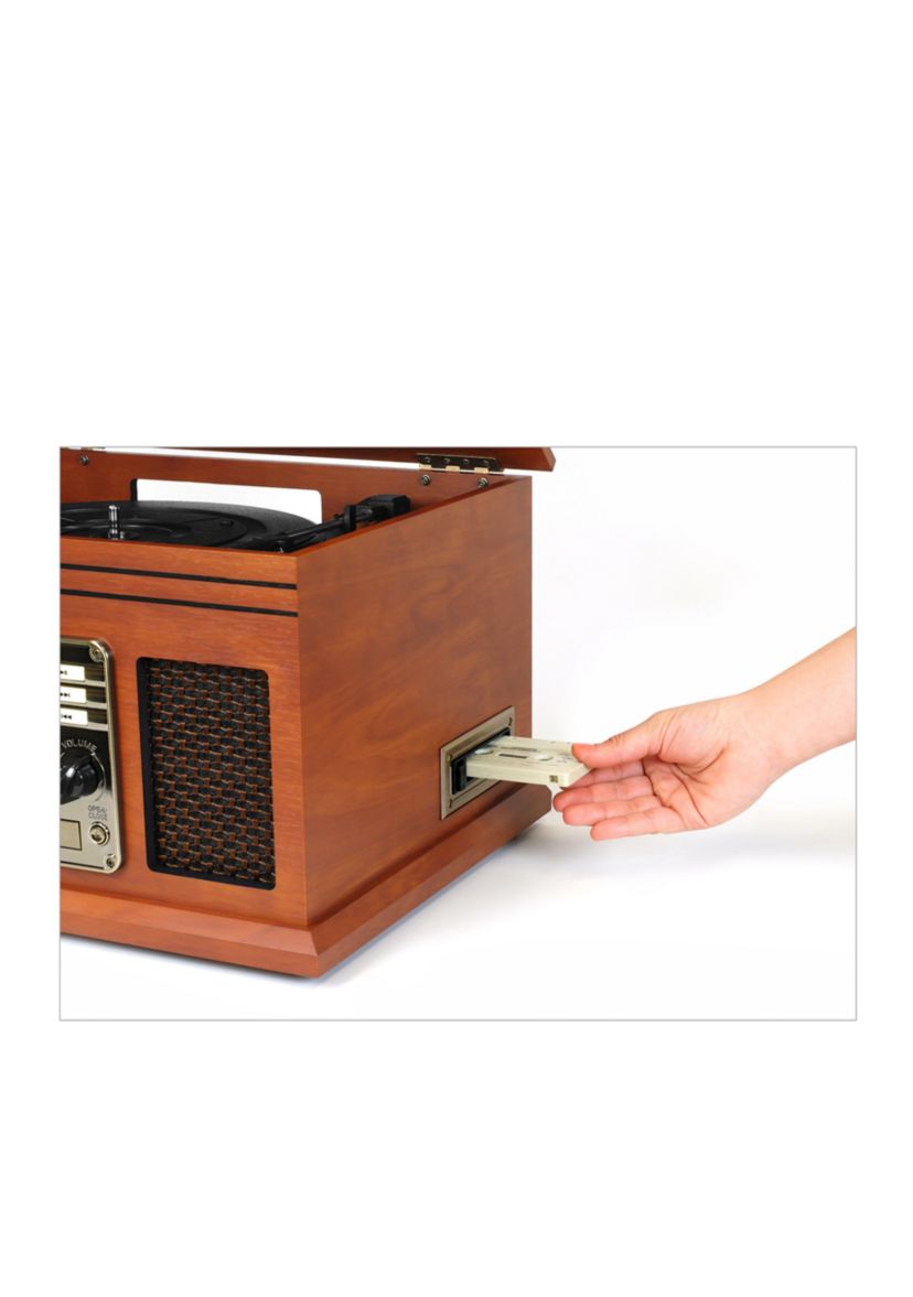 6-in-1 Nostalgic Bluetooth Record Player with 3-Speed Turntable