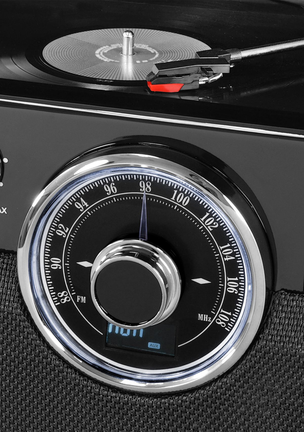 6-in-1 Wood Bluetooth Mid Century Record Player with 3-Speed Turntable, CD, Cassette Player and Radio
