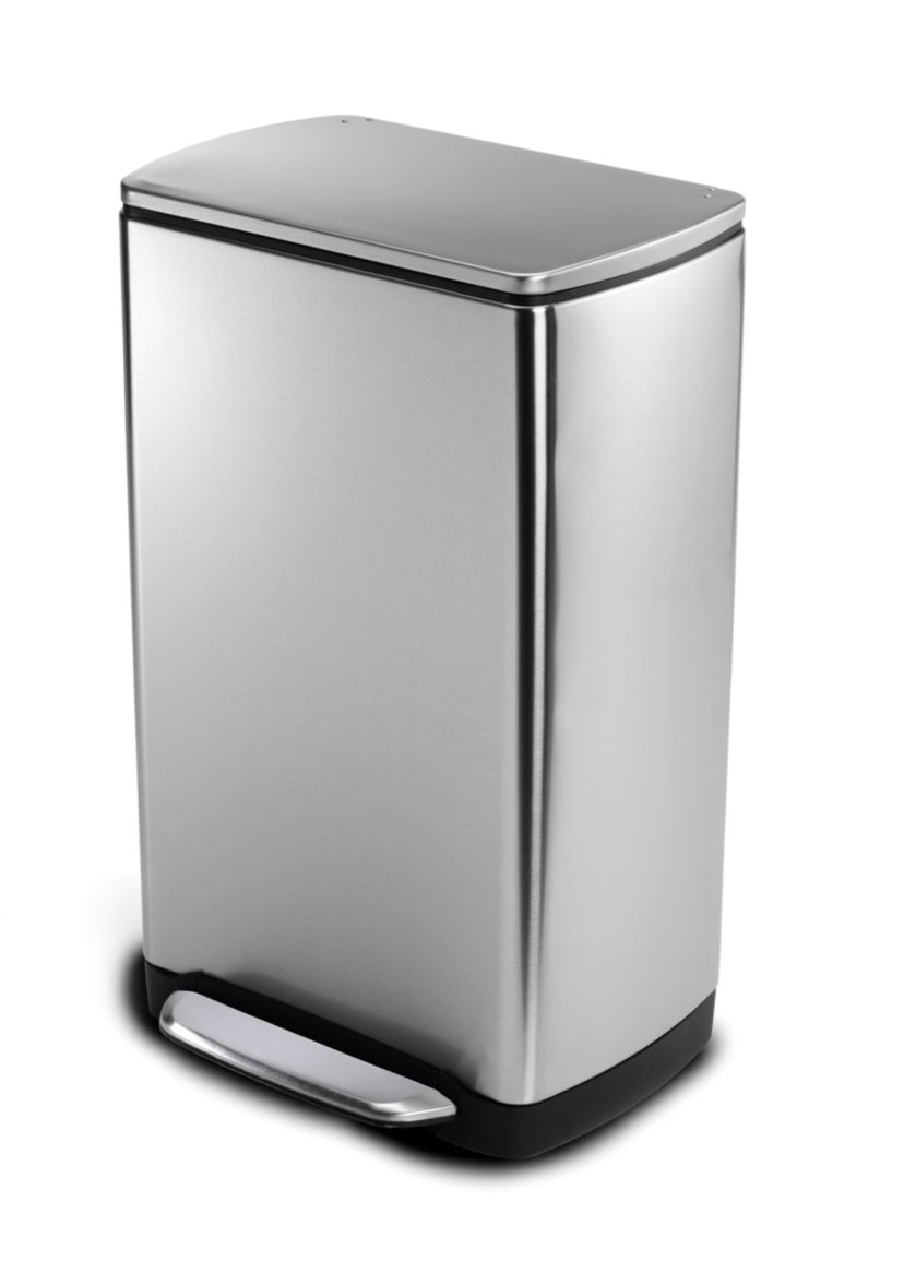 38 Liter Rectangular Step Trash Can - Brushed Stainless