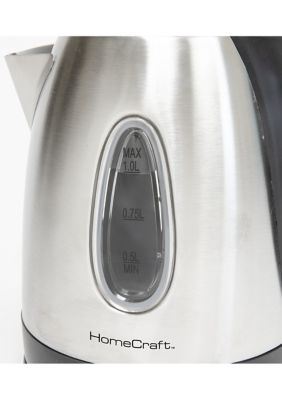 Homecraft 1L Brushed Stainless Steel Electric Water Kettle ,Stainless