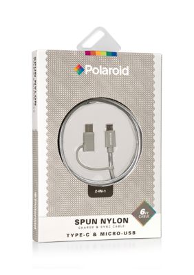 Polaroid Spun Nylon Charge & Sync 2 In 1 Usb Cable