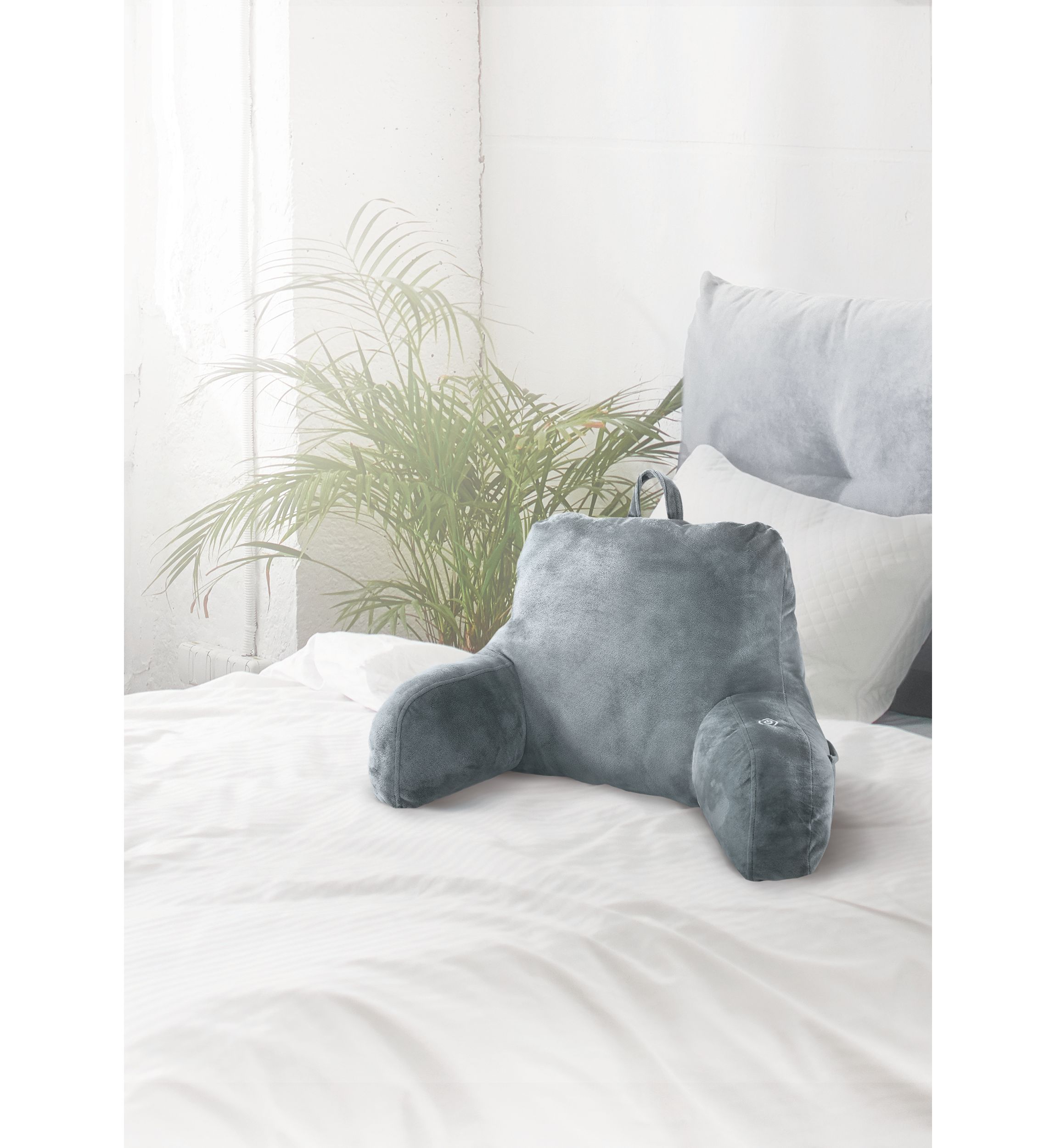 Plush Bedrest Pillow with Built-In Vibration