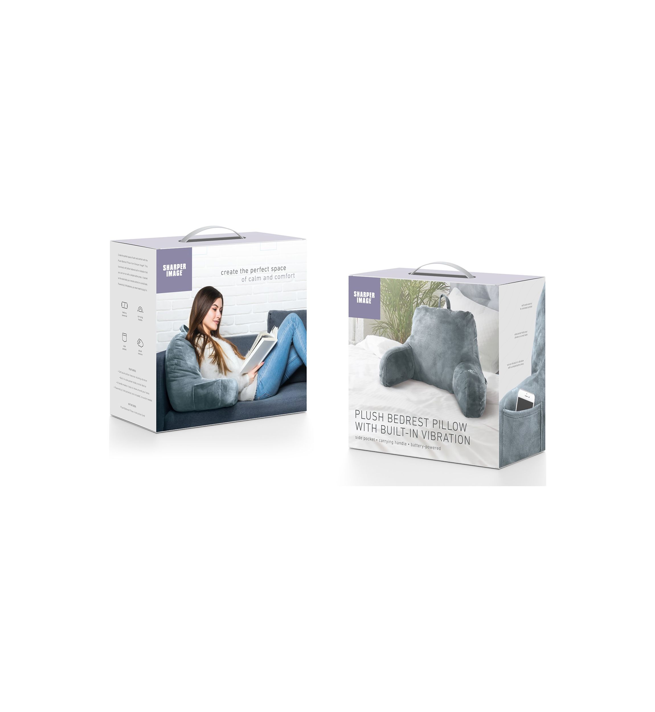 Plush Bedrest Pillow with Built-In Vibration