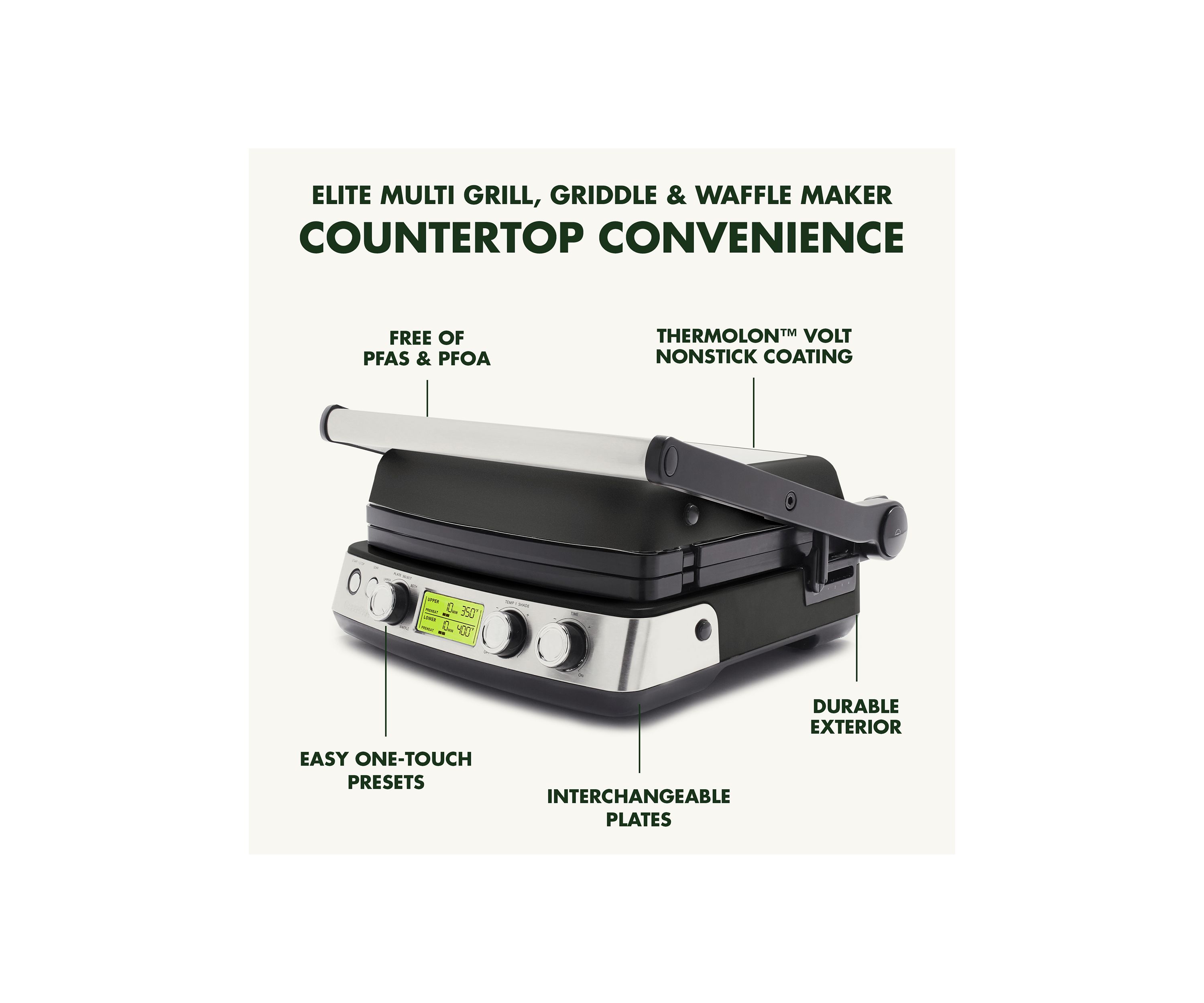 Elite Multi Grill, Griddle, Waffle Maker