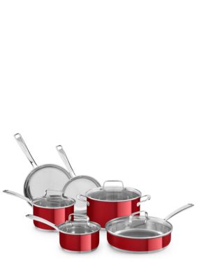 KitchenAid KC2SS10PC Stainless Steel Cookware 10 Pieces - Red for sale  online