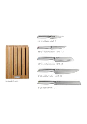 Elevated Steel Knives Bamboo 6 Piece Knife and Block Set