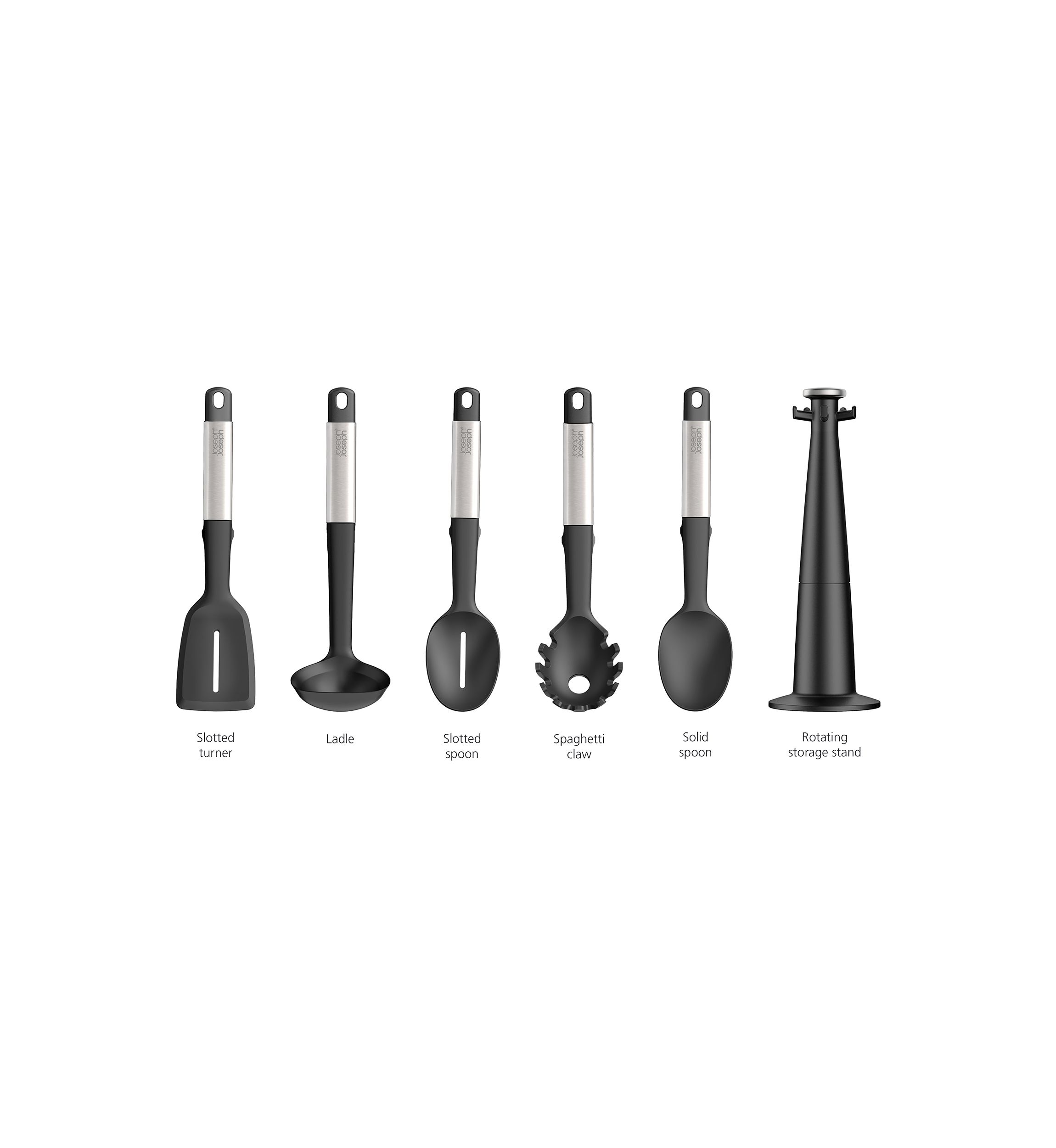Elevate Silicone Carousel 6 Piece Utensil Set with Rotating Storage Stand