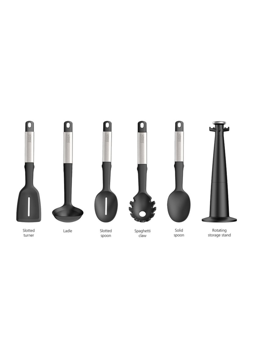 Elevate Silicone Carousel 6 Piece Utensil Set with Rotating Storage Stand