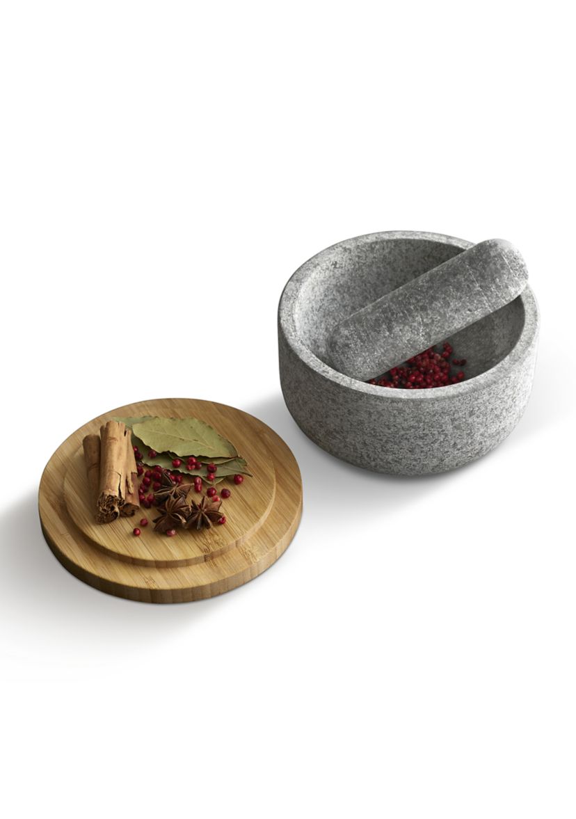 Pestle and Mortar with Bamboo Lid