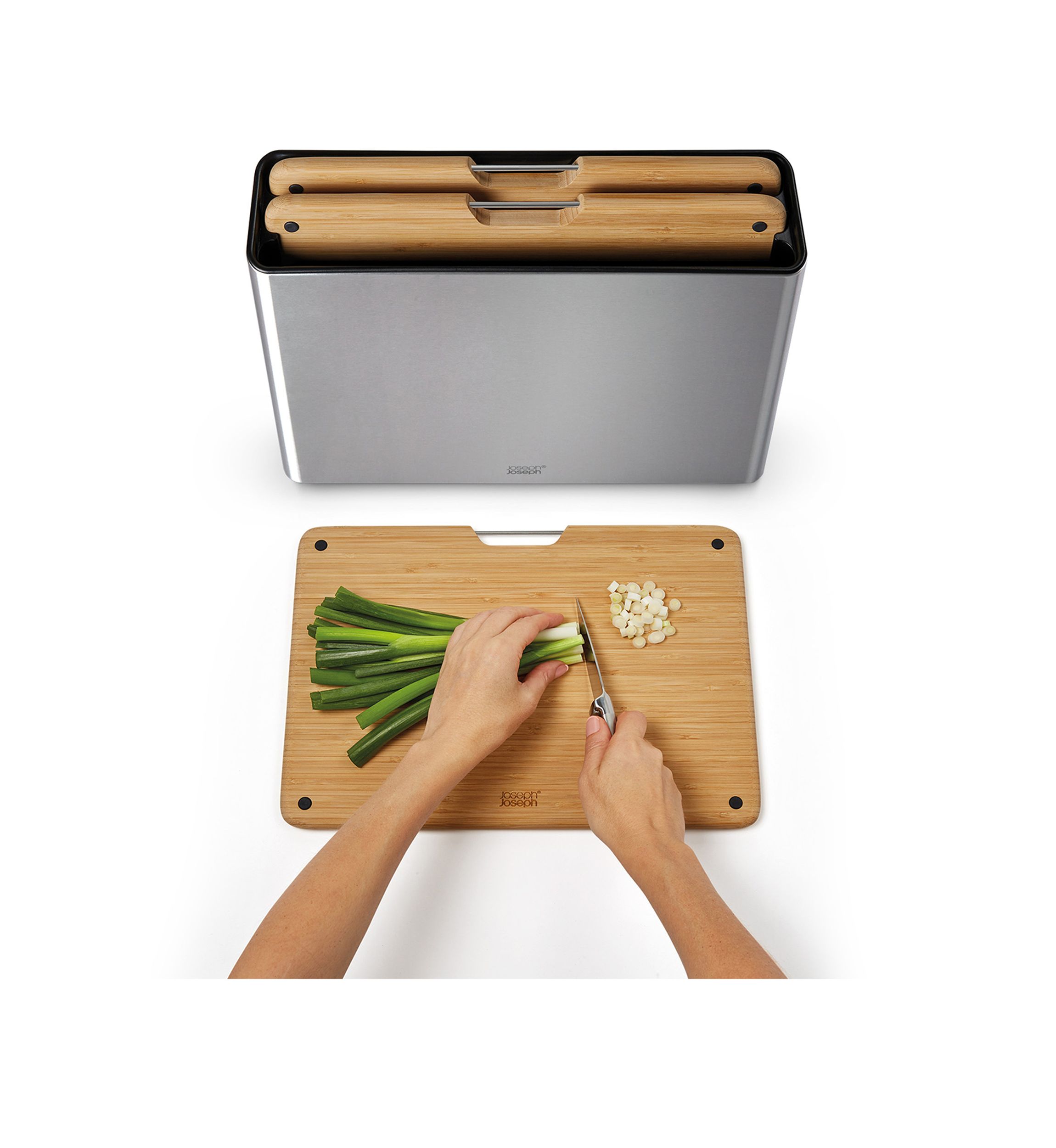 Folio Steel Bamboo 3 Piece Cutting Board Set