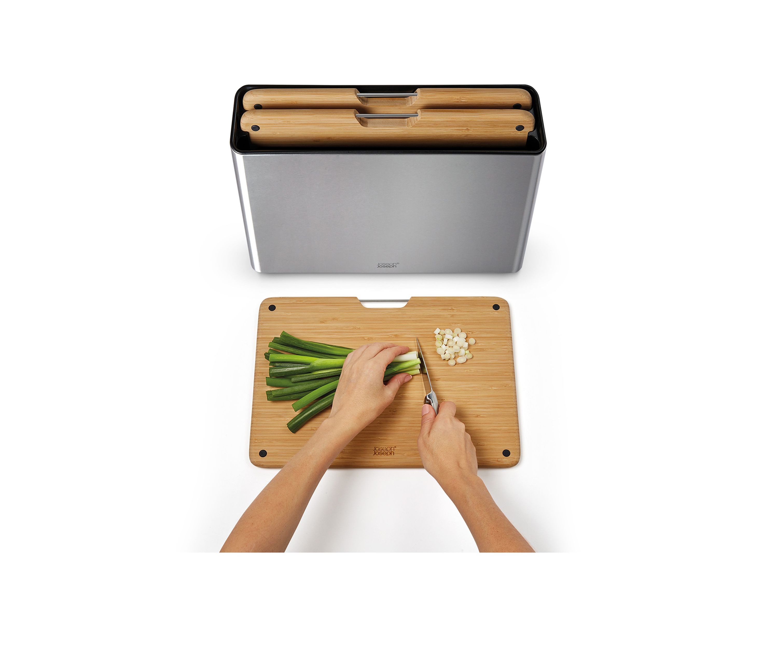 Folio Steel Bamboo 3 Piece Cutting Board Set