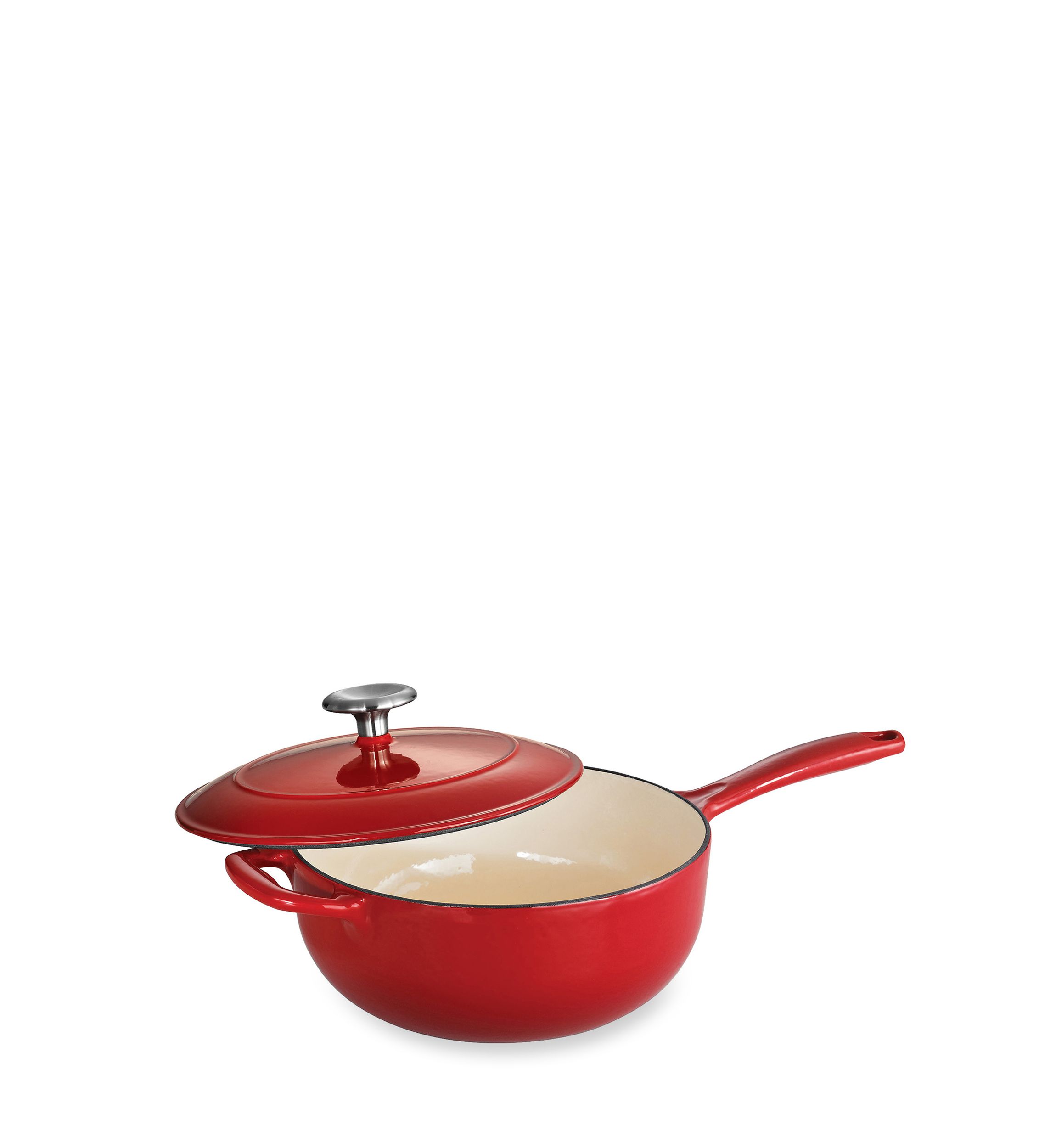 Gourmet 3-qt. Red Enameled Cast Iron Covered Saucepan