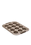 Bronze Nonstick Bakeware 12-Cup Muffin Pan with Silicone Grips