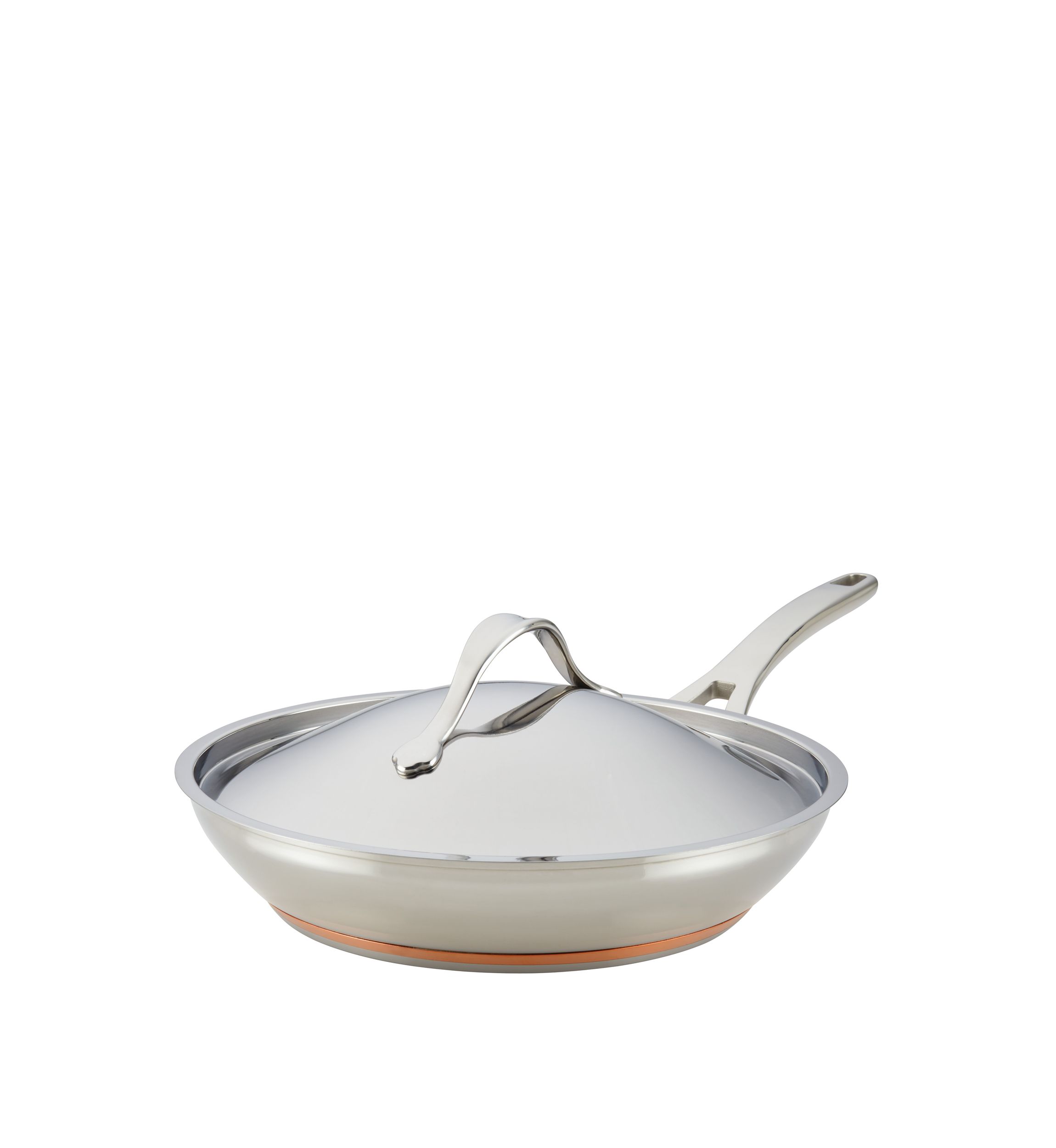 ANOLON(R) NOUVELLE COPPER STAINLESS STEEL 12-INCH COVERED FRENCH SKILLET:No Size:STAINLESS