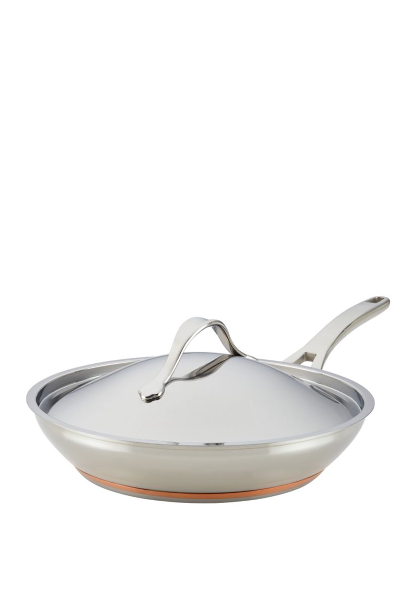 ANOLON(R) NOUVELLE COPPER STAINLESS STEEL 12-INCH COVERED FRENCH SKILLET:No Size:STAINLESS