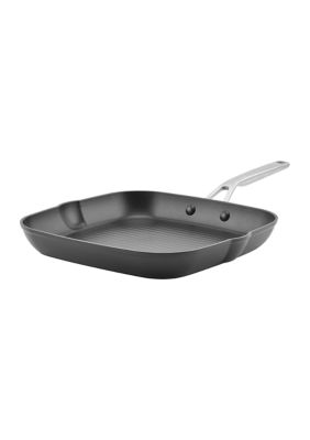 Hard Anodized Induction Nonstick Stovetop Grill Pan, 11.25-Inch, Matte Black