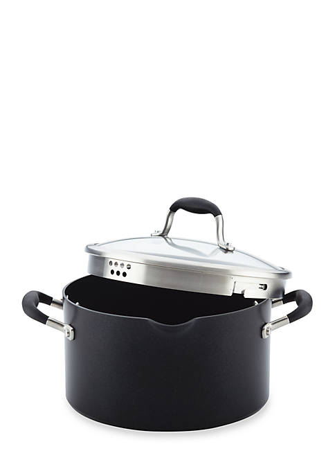 Advanced™ Hard-Anodized Nonstick 6-qt. Covered Stockpot with Locking Straining Lid