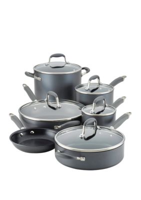 Anolon Nouvelle Copper Luxe Hard-Anodized Nonstick Cookware Set, 3-Piece, Onyx