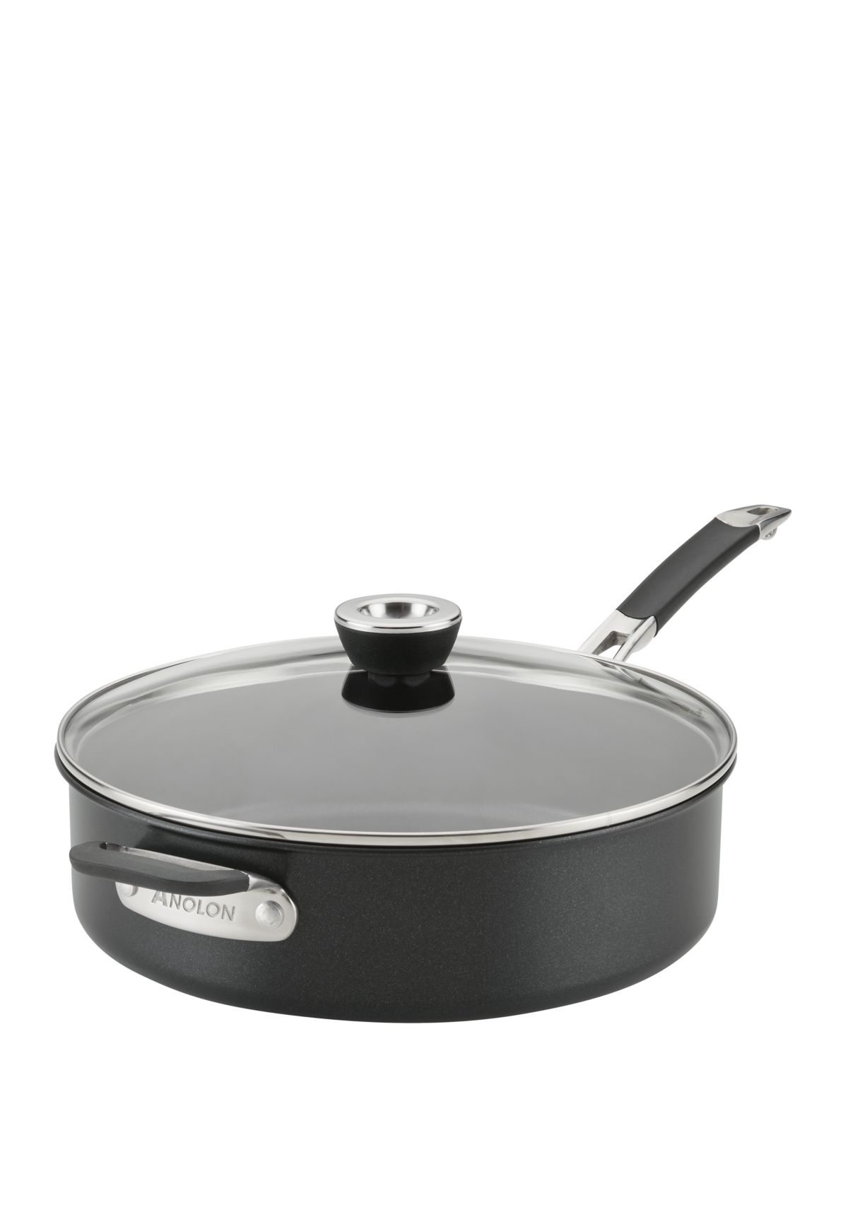 SmartStack Hard Anodized Covered Sauté Pan with Helper Handle - 5 Quart, Black
