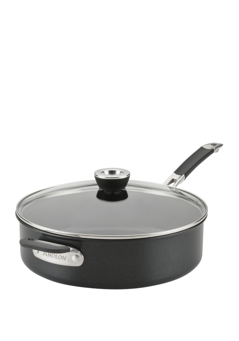 SmartStack Hard Anodized Covered Sauté Pan with Helper Handle - 5 Quart, Black