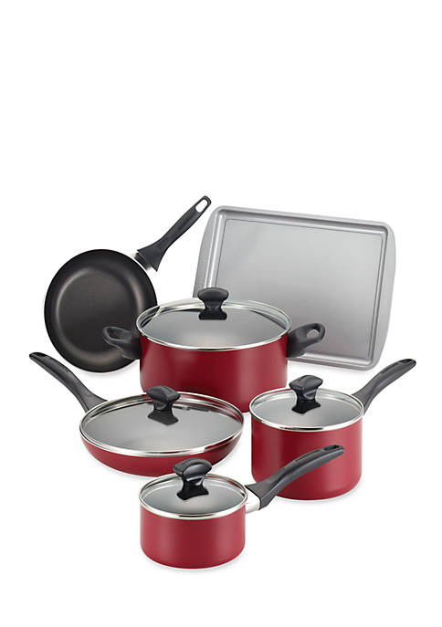 Farberware Dishwasher Safe Nonstick 15-Piece Cookware Set, Red