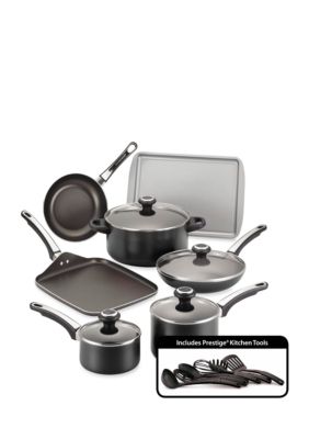 High Performance Nonstick 17-Piece Cookware Set, Black