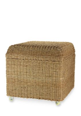 Household Essentials Seagrass Rolling Wicker Storage Ottoman Belk