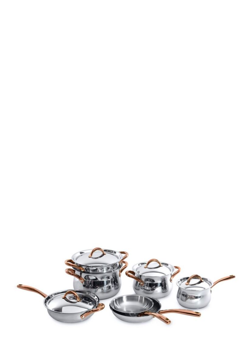 Ouro Stainless Steel 11-Piece Cookware Set with Rose Gold Handles