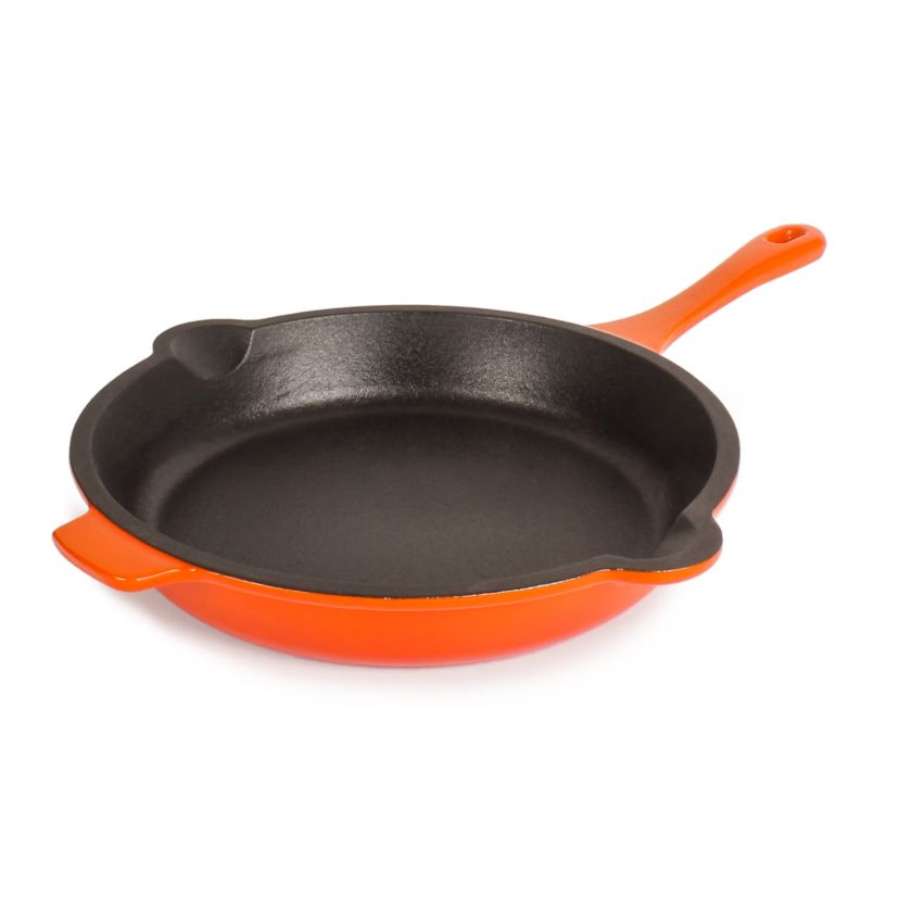 BergHOFF Neo Cast Iron 3pc Grill Pan, Fry Pan, Slotted Steak Press, Pink