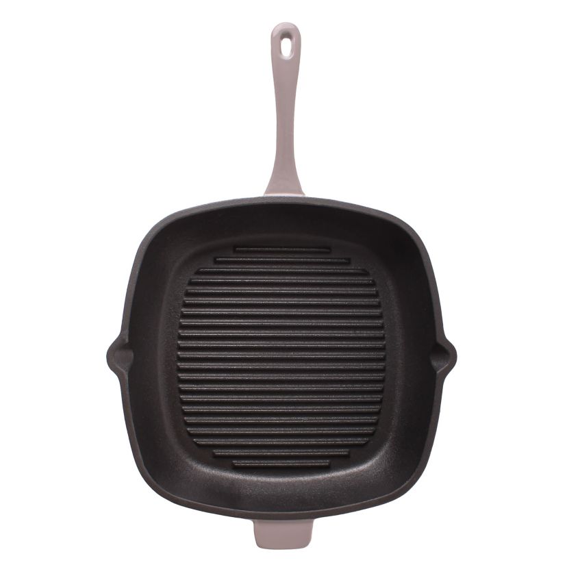 BergHOFF Neo Cast Iron 2pc Grill Pan, Slotted Steak Press, Green