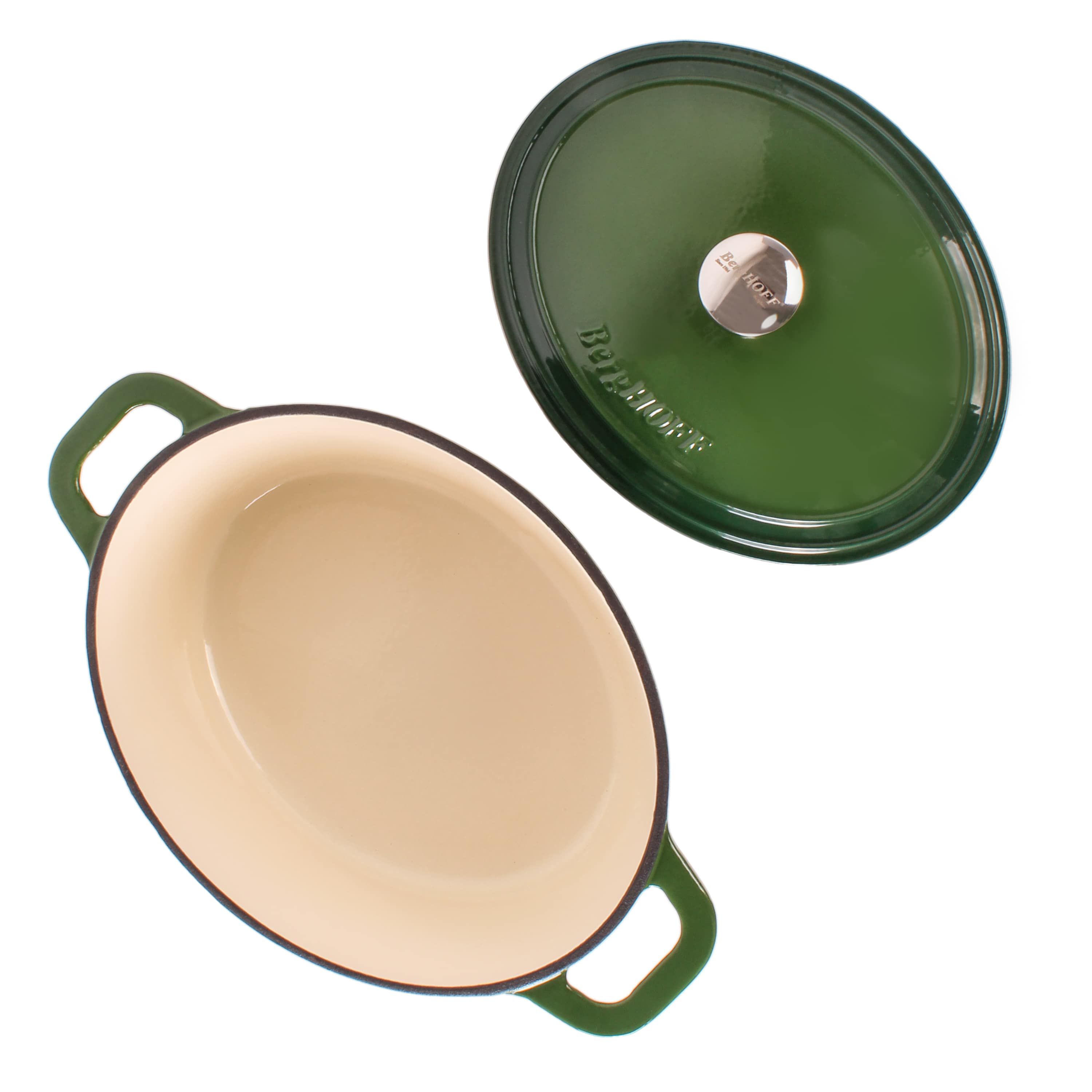 BergHOFF 4Pc Neo Enameled Cast Iron Cookware Set, 5qt, 8qt. Oval Dutch Ovens, Matching Lid, Induction Cooktop Ready, Oven Safe Up To 400°F, White