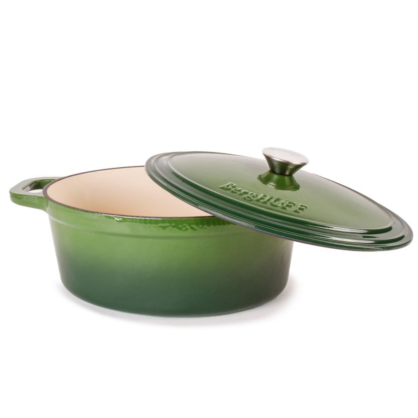 BergHOFF 4Pc Neo Enameled Cast Iron Cookware Set, 5qt, 8qt. Oval Dutch Ovens, Matching Lid, Induction Cooktop Ready, Oven Safe Up To 400°F, White