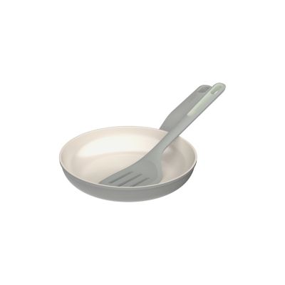BergHOFF Balance Nonstick Ceramic 2Pc Frying Pan 9.5" and Nylon Turner 13.75", Recycled Aluminum, Sage