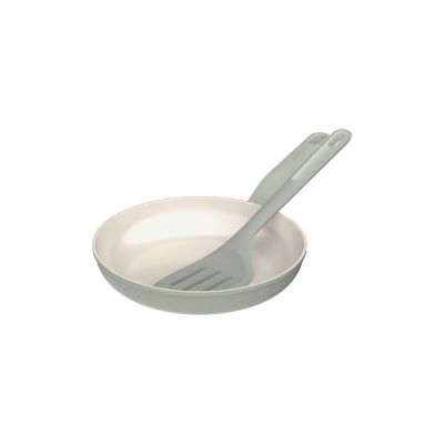 BergHOFF Balance Nonstick Ceramic 2Pc Frying Pan 9.5" and Nylon Turner 13.75", Recycled Aluminum, Sage
