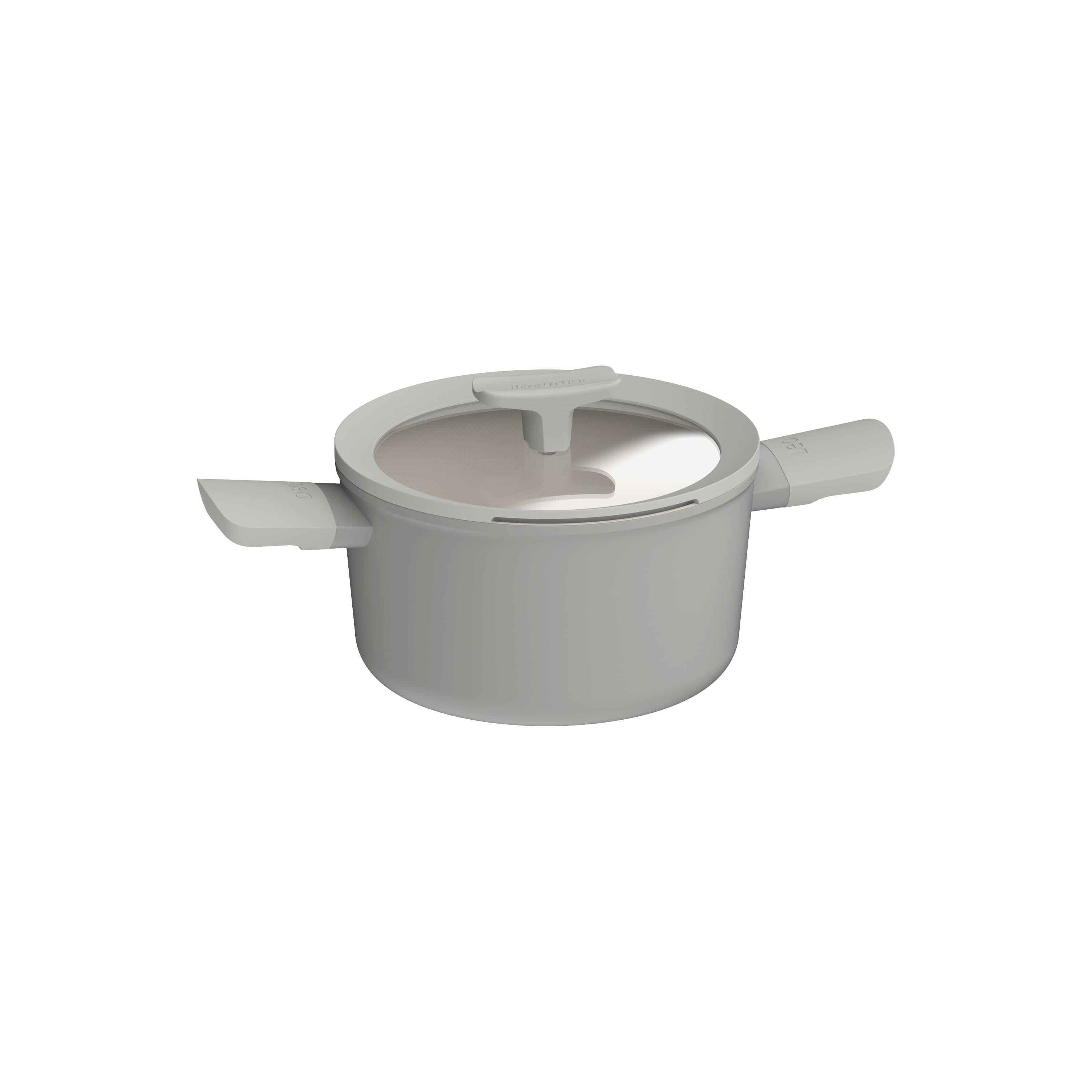 BergHOFF Balance Nonstick Ceramic Stockpot 8", 3.3qt. With Glass Lid, Recycled Aluminum, Sage