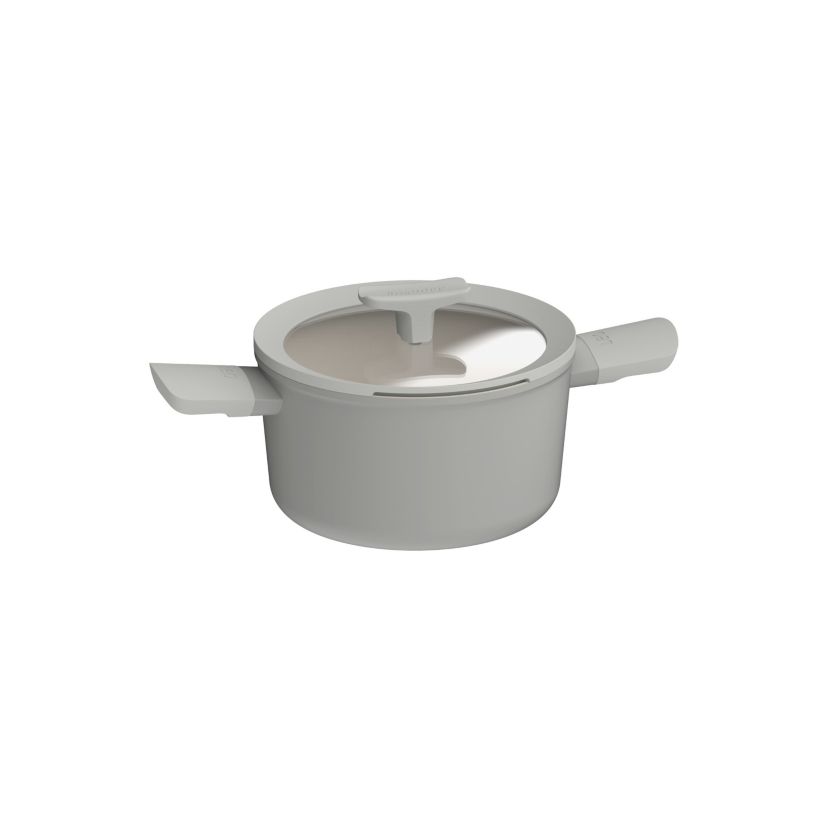 BergHOFF Balance Nonstick Ceramic Stockpot 8", 3.3qt. With Glass Lid, Recycled Aluminum, Sage