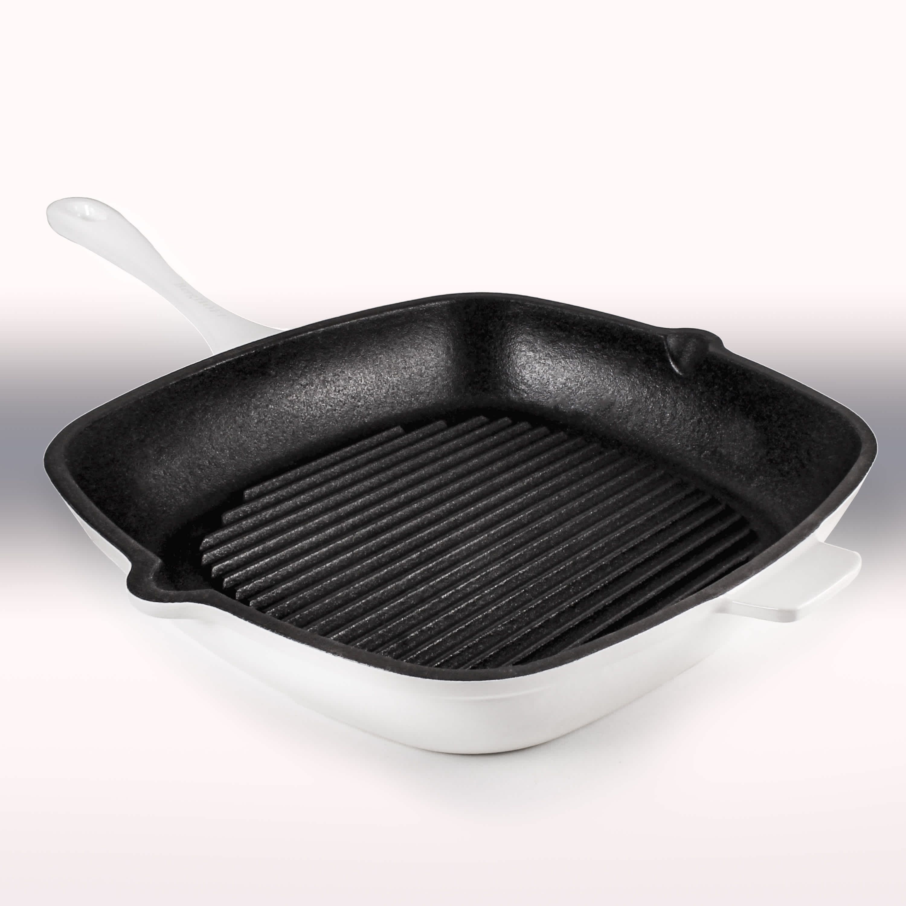 BergHOFF Neo Cast Iron 2pc Grill Pan, Square Steak Press, Oyster