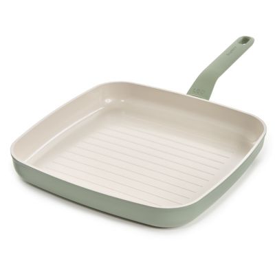 BergHOFF Balance Nonstick Ceramic Grill Pan 11", Recycled Aluminum, Moonmist, Sage