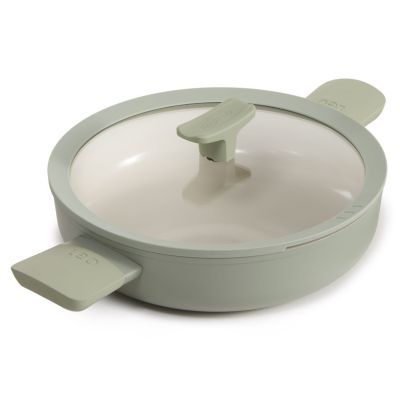 BergHOFF Balance Nonstick Ceramic Sauté Pan 10.25", 3.1qt. With Glass Lid, Recycled Aluminum, Moonmist, Sage