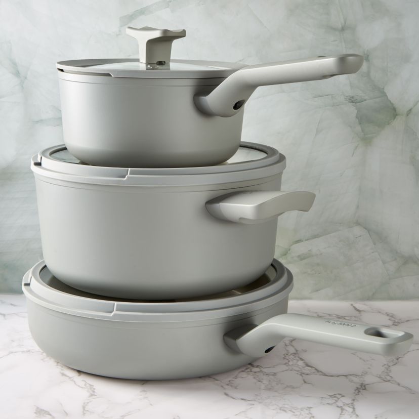 BergHOFF Balance Nonstick Ceramic Sauté Pan 10.25", 3.1qt. With Glass Lid, Recycled Aluminum, Sage