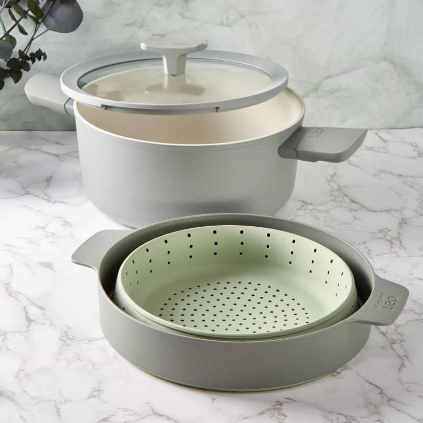 BergHOFF Balance Nonstick Ceramic Sauté Pan 10.25", 3.1qt. With Glass Lid, Recycled Aluminum, Sage