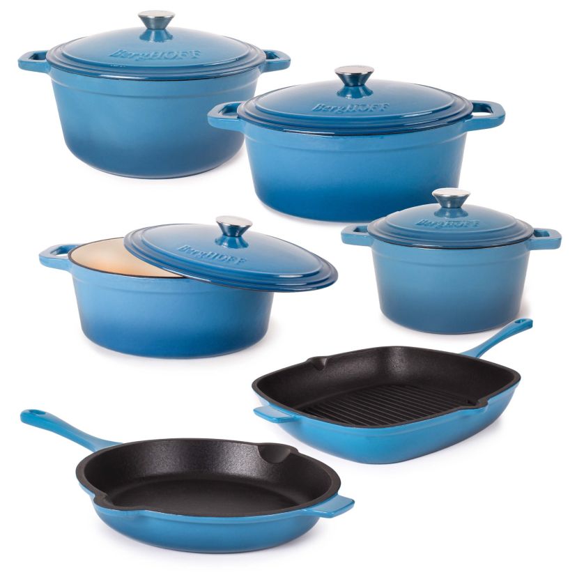 BergHOFF Neo Enamel Cast Iron 10 Pc Cookware Set, Red