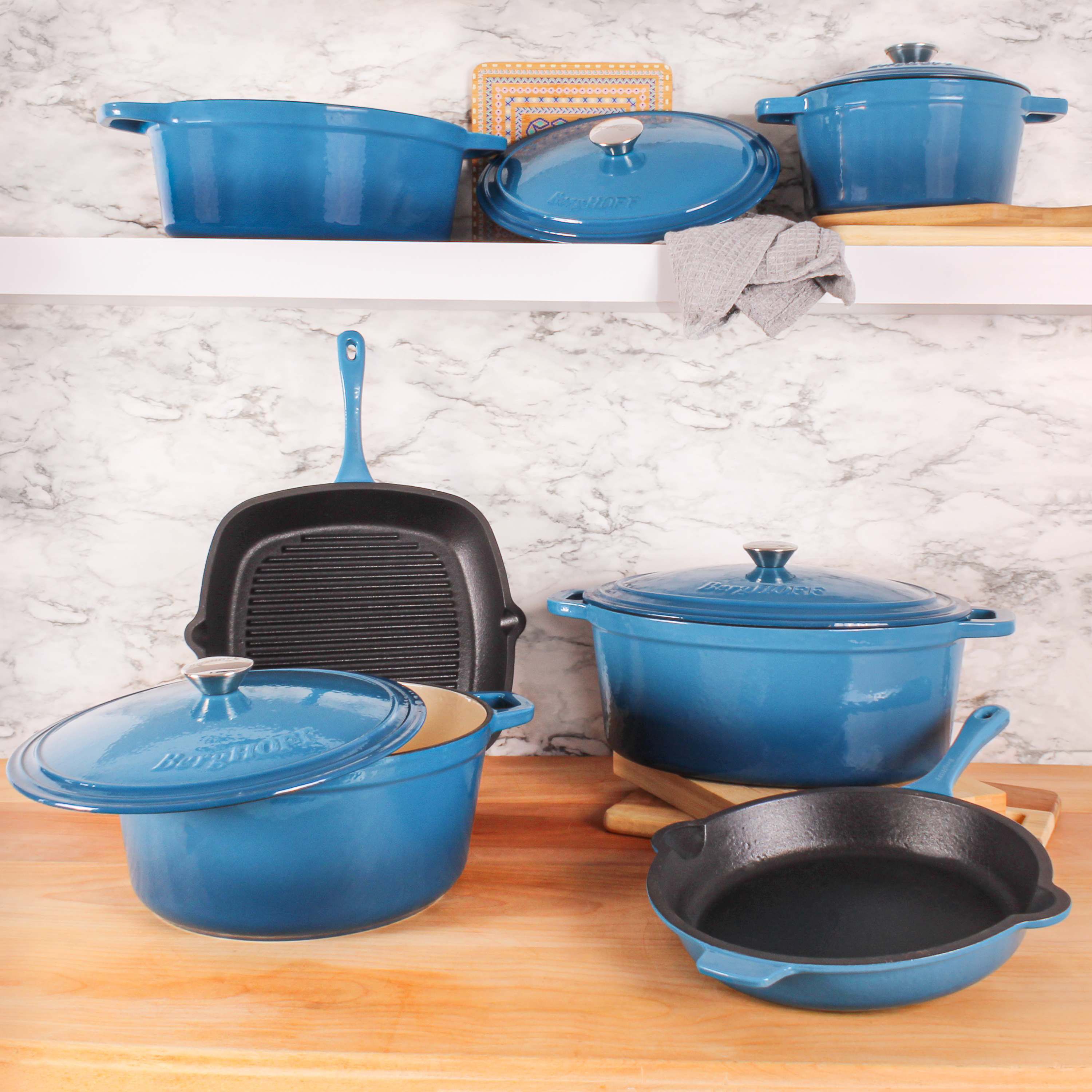BergHOFF Neo Enamel Cast Iron 10 Pc Cookware Set, Red