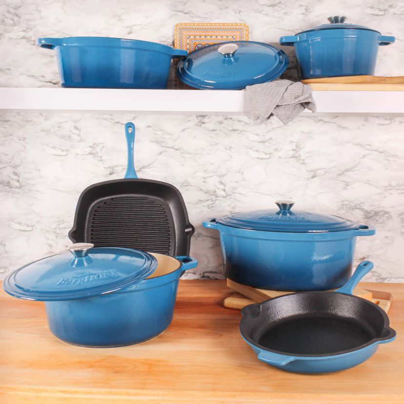 BergHOFF Neo Enamel Cast Iron 10 Pc Cookware Set, Red