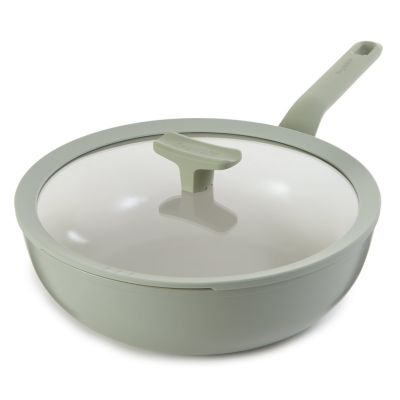 BergHOFF Balance Nonstick Ceramic Wok Pan 11", 4.4qt. With Glass Lid, Recycled Aluminum, Moonmist