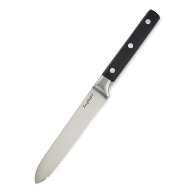 BergHOFF DiNA Gene Stainless Steel Serrated Utility Knife, 5", Black, 10 Pieces