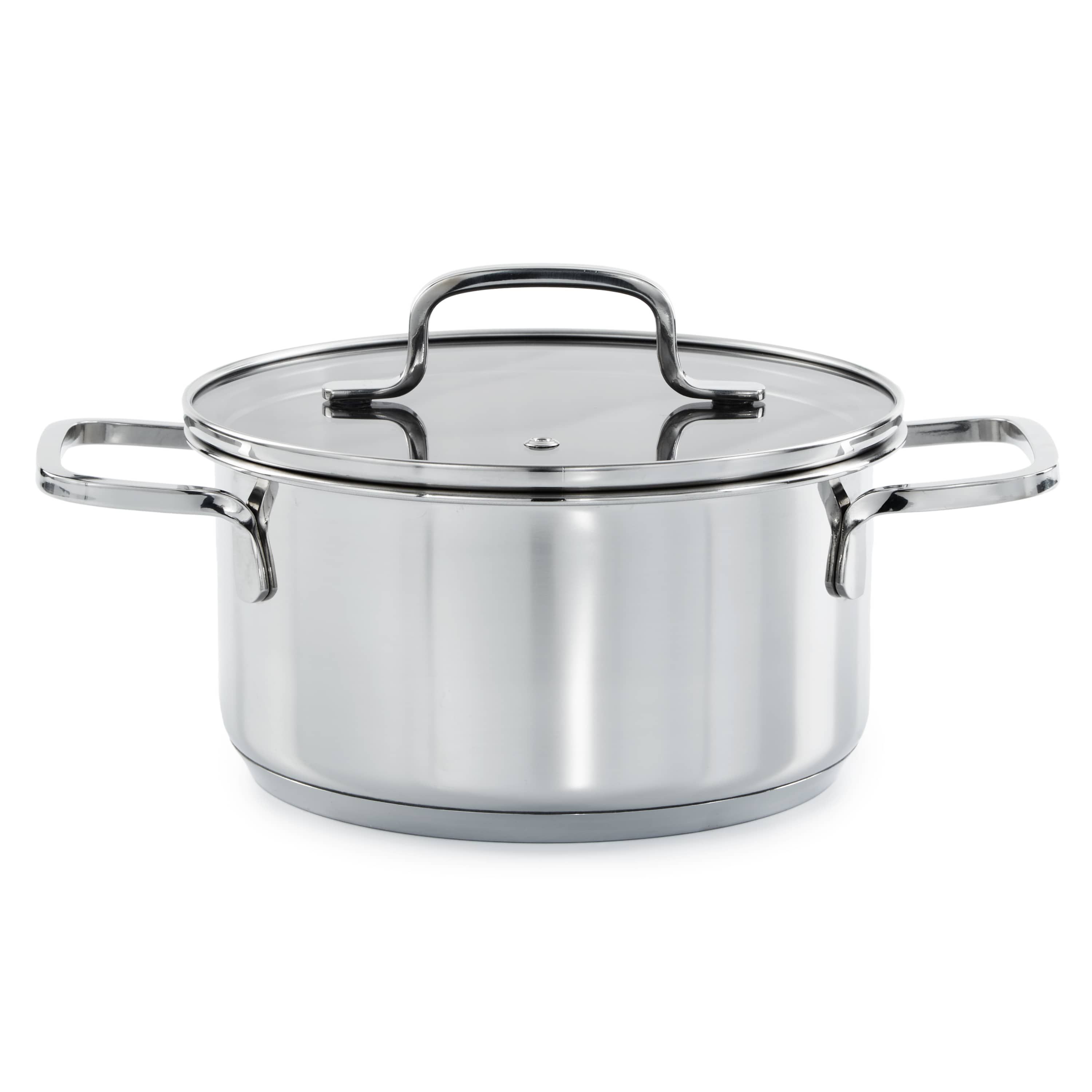BergHOFF Helix Recycled 18/10 Stainless Steel 7.25" Stockpot 2.2qt. With Glass Lid